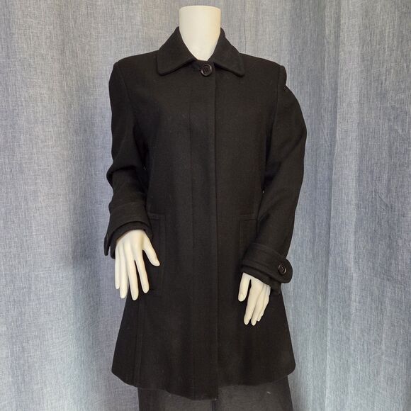 GAP Wool Blend Car Coat Women's MP Black Hidden Buttons Lined - Picture 2 of 11